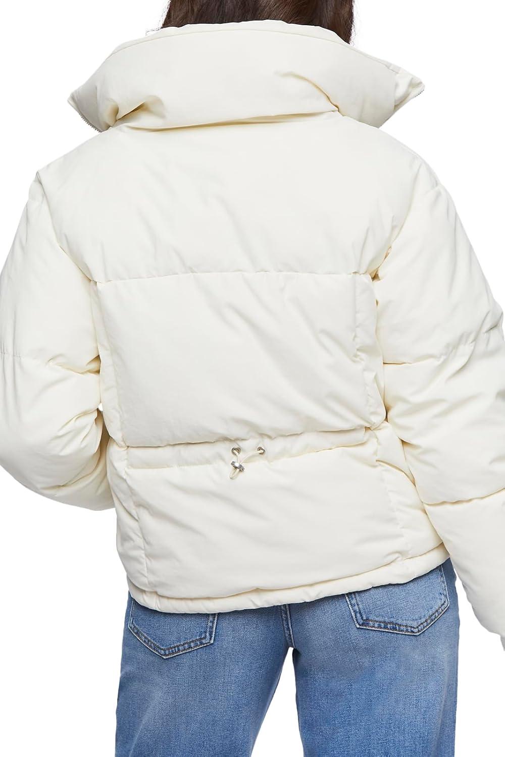 imageForever 21 womens Quilted Puffer JacketCream