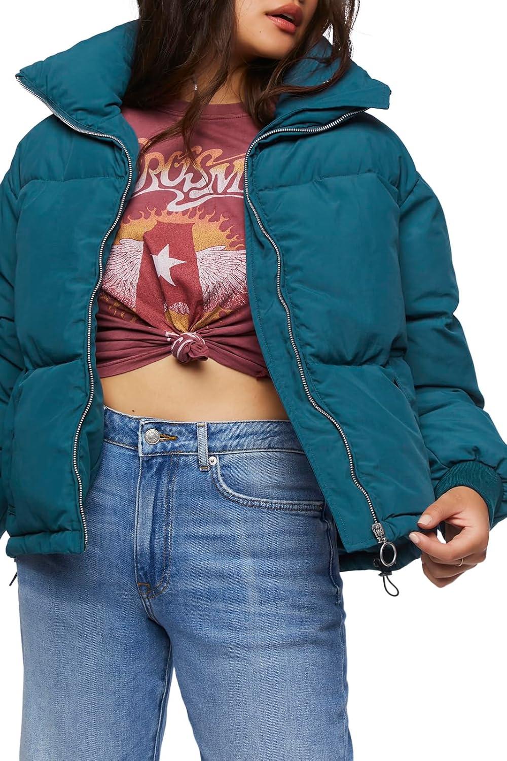 imageForever 21 womens Quilted Puffer JacketNautical Blue