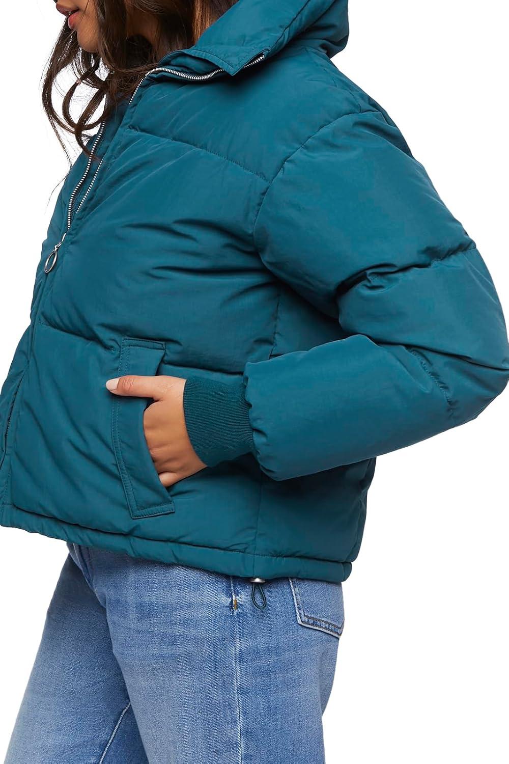 imageForever 21 womens Quilted Puffer JacketNautical Blue