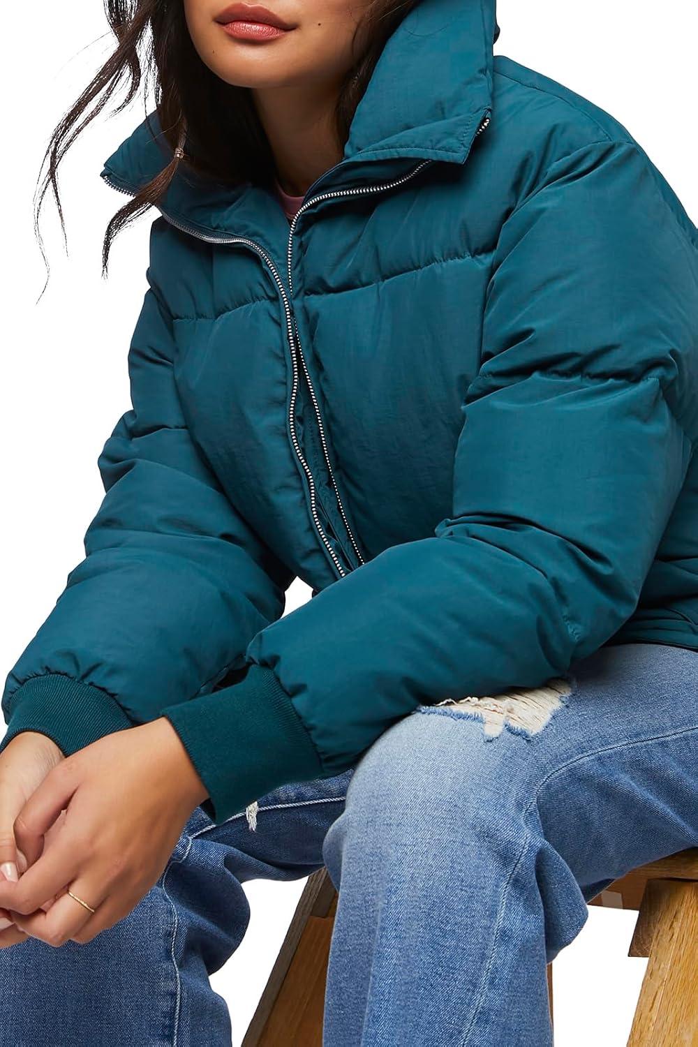 imageForever 21 womens Quilted Puffer JacketNautical Blue