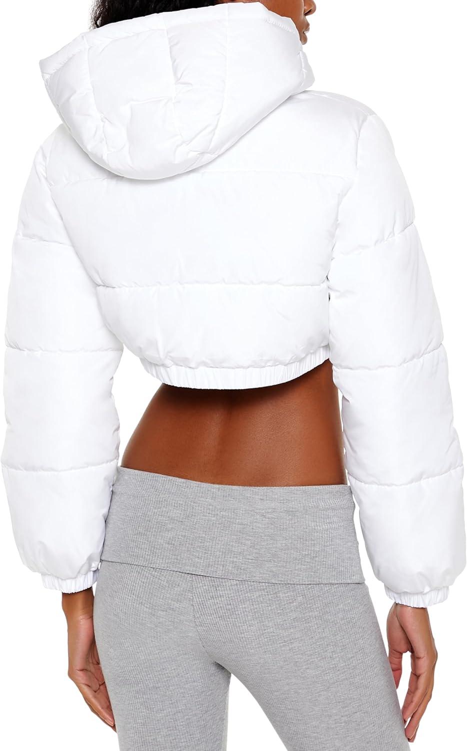 imageForever 21 womens Super Cropped Puffer JacketWhite