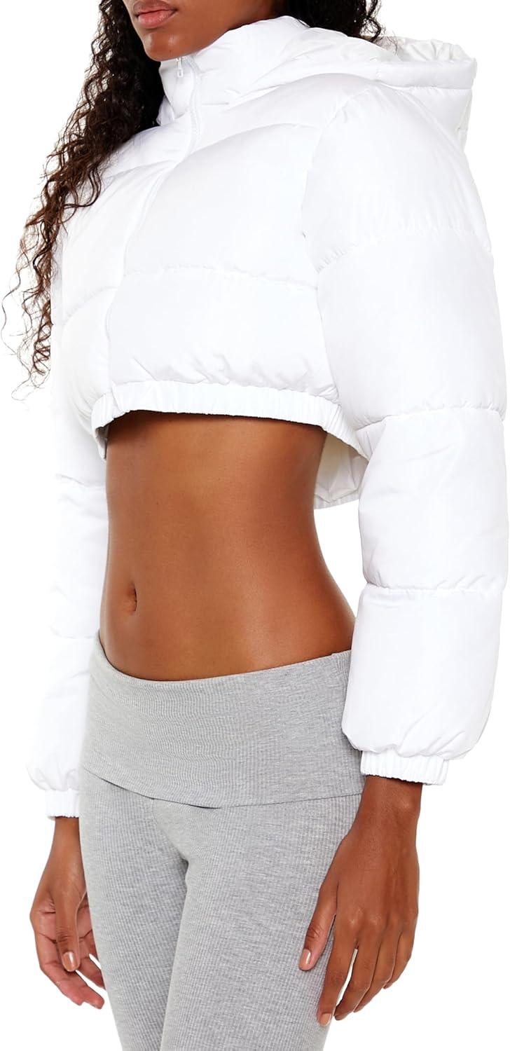 imageForever 21 womens Super Cropped Puffer JacketWhite