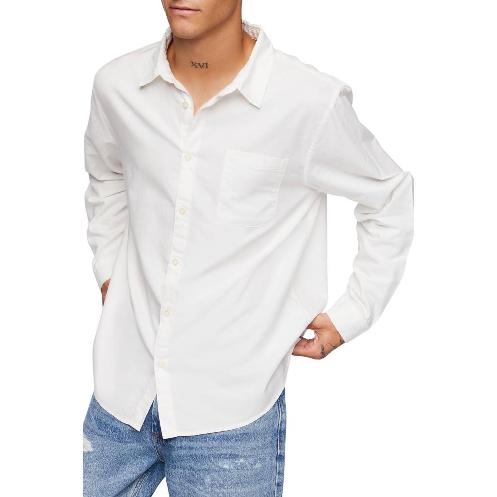 imageForever 21 Mens Cotton Buttonup ShirtWhite