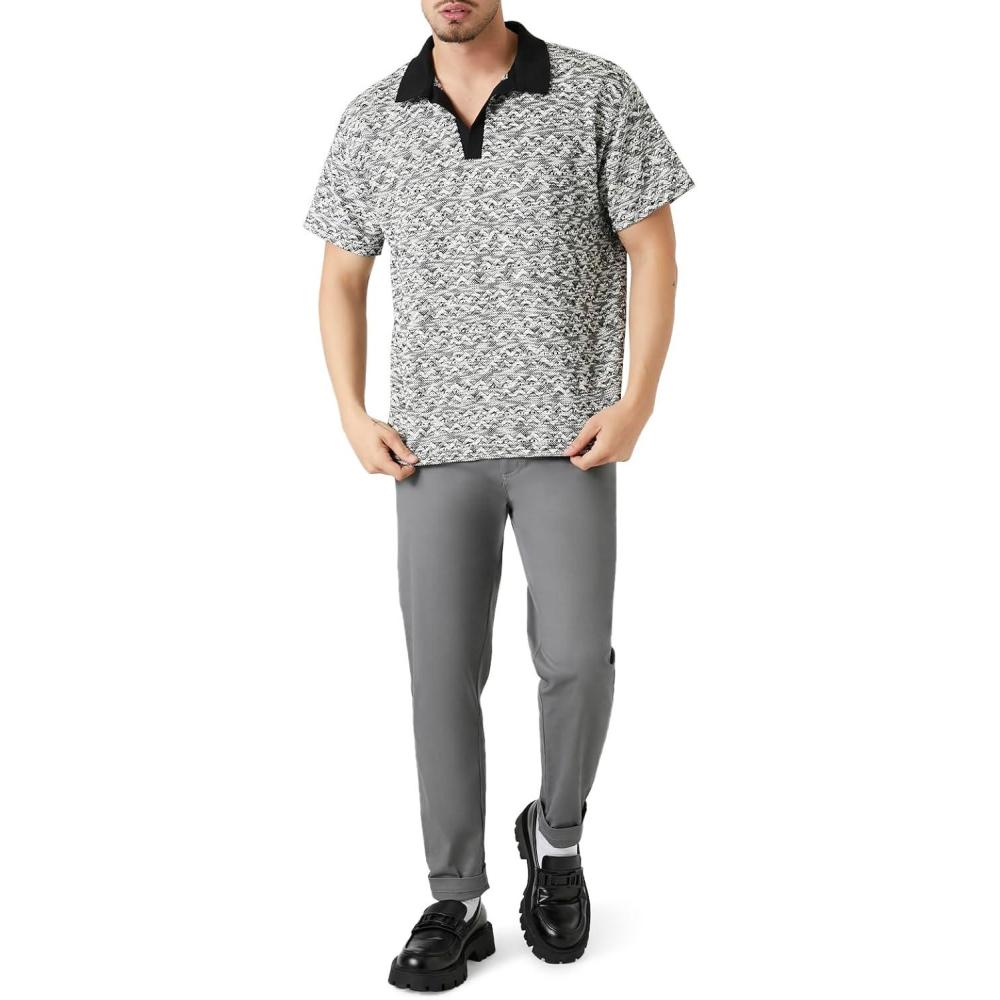 imageForever 21 Mens Ornate Polo ShirtBlack