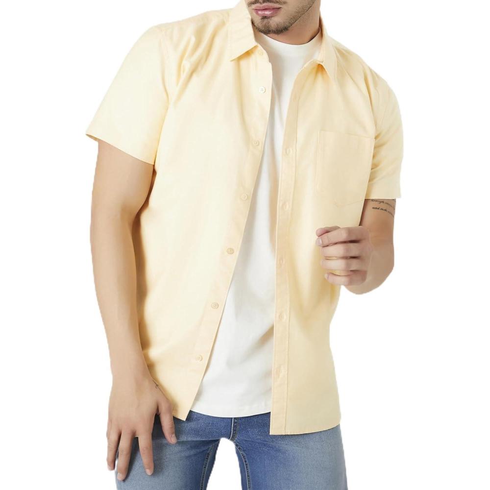 imageForever 21 Mens ShortSleeve Oxford ShirtCitron
