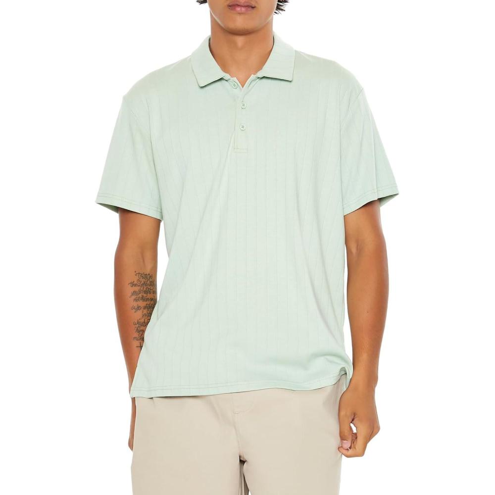 imageForever 21 Mens Textured Polo ShirtPistachio