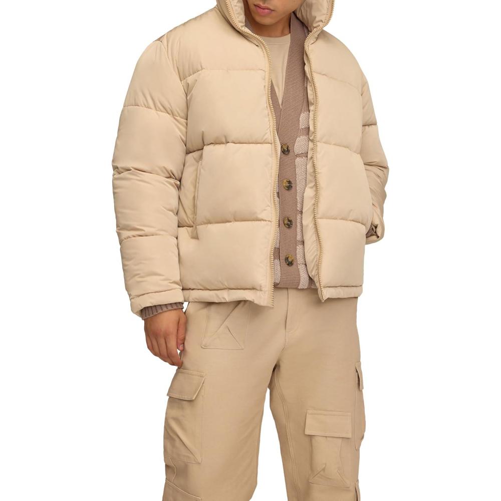 imageForever 21 Quilted FunnelNeck Puffer Jacket Taupe Medium