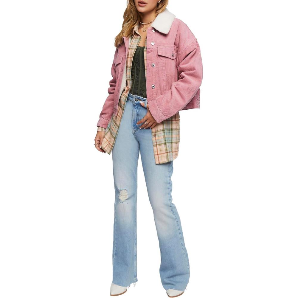 imageForever 21 Womens Cotton Faux Shearling JacketDawn Pink