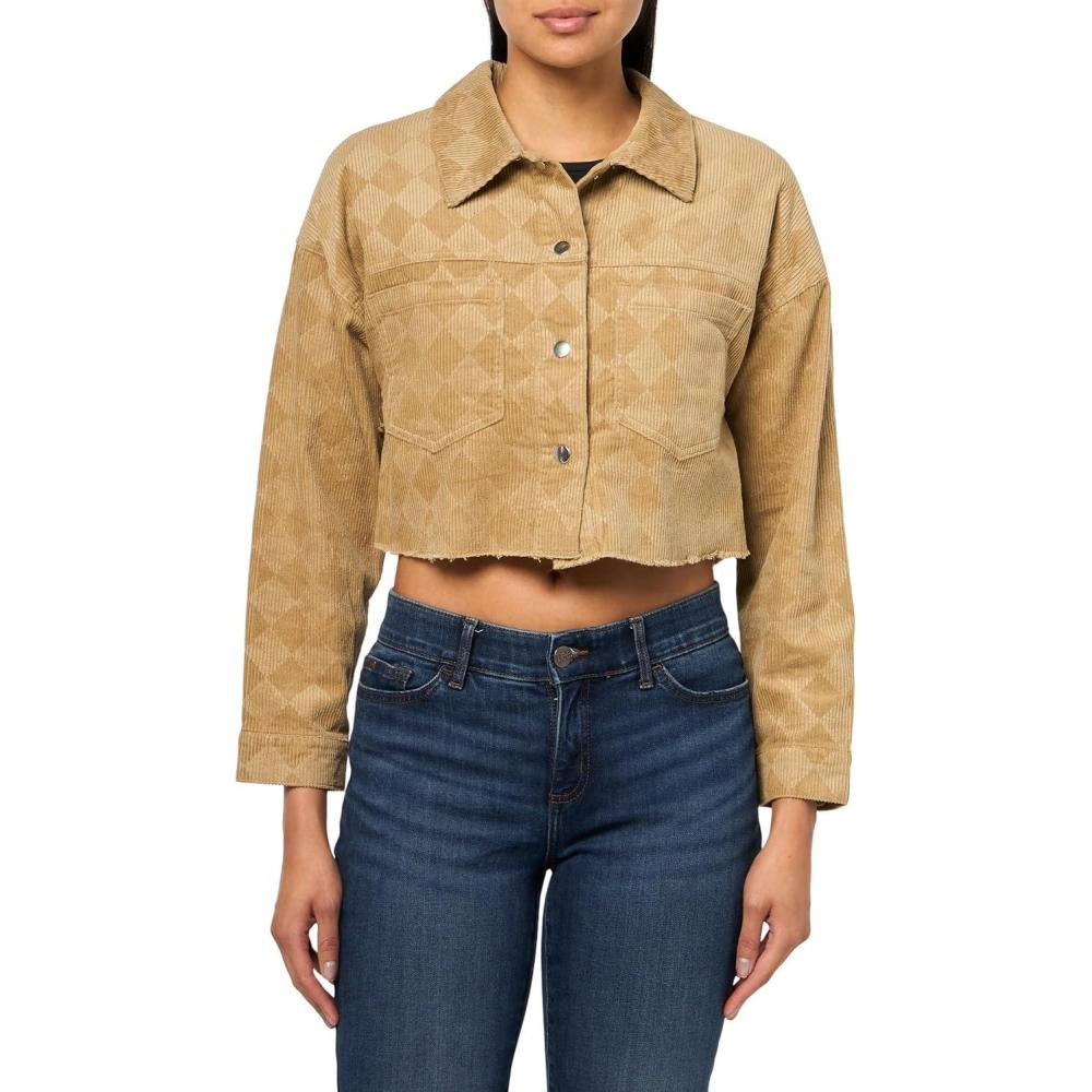 imageForever 21 womens Checkered Trucker JacketPine Bark