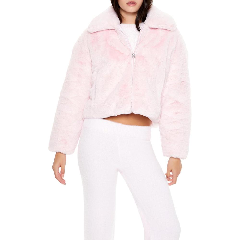 imageForever 21 womens Faux Fur Zipup CoatBlossom