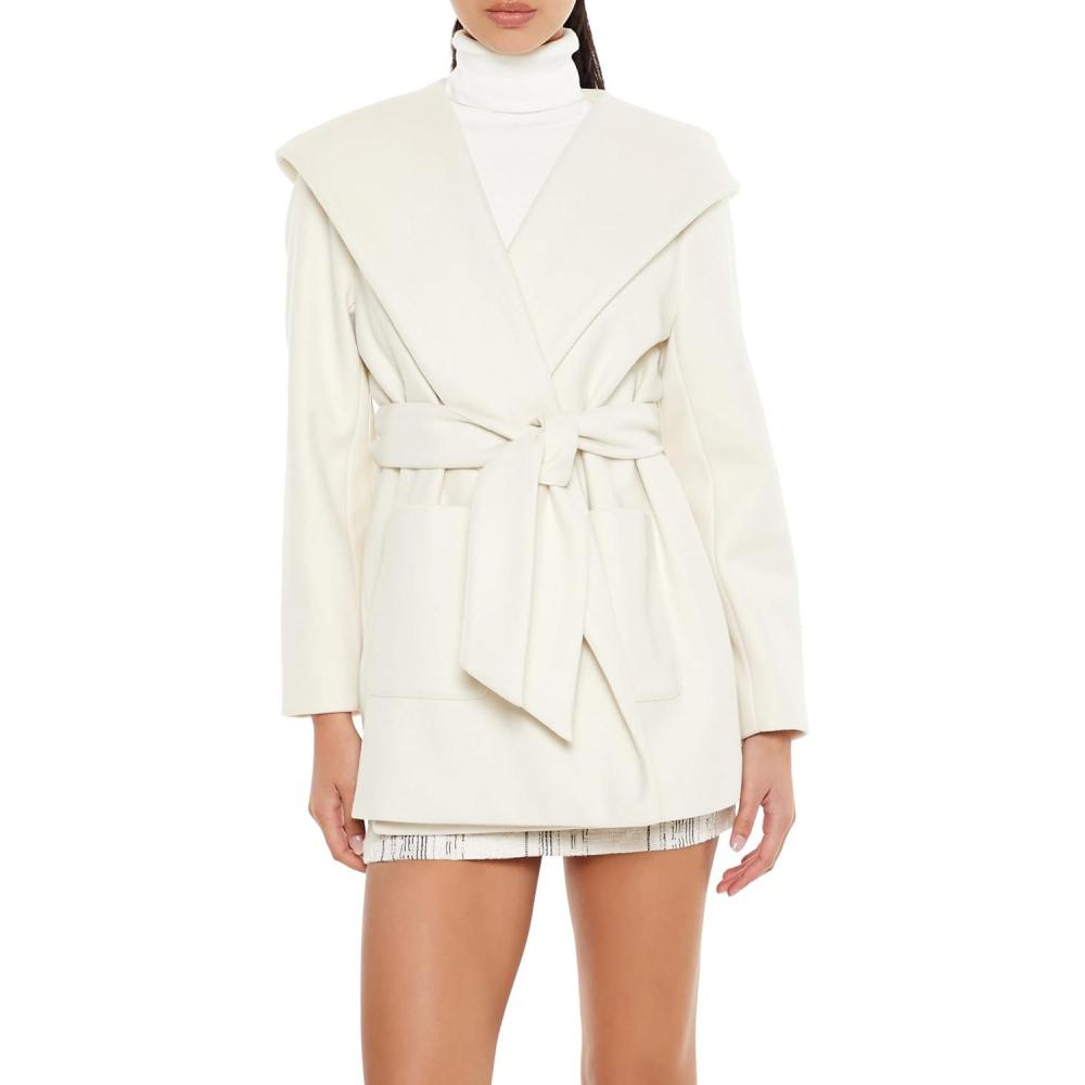imageForever 21 womens Hooded Tiewaist Wrap CoatCream