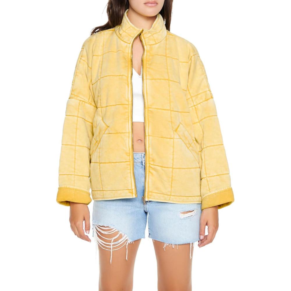 imageForever 21 womens Quilted Zipup JacketGolden Haze