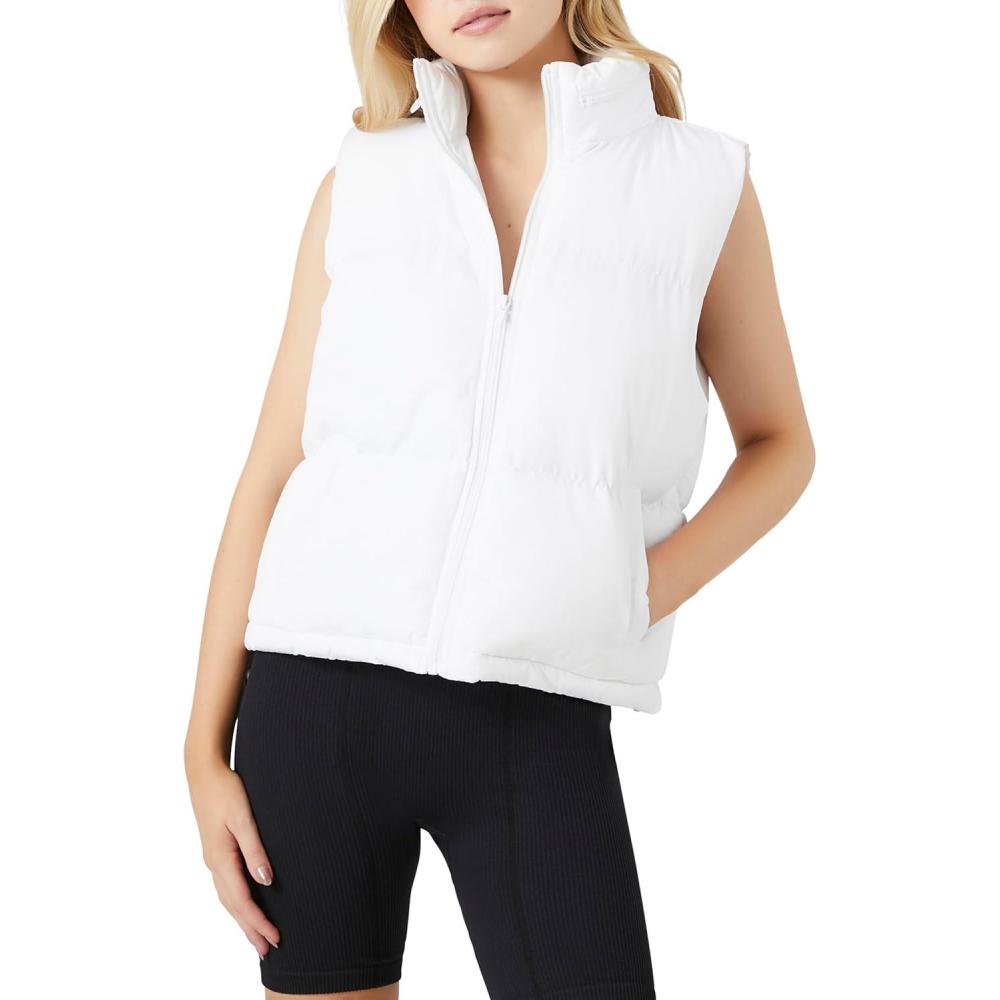 imageForever 21 womens Zipup Puffer VestWhite