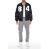Forever 21 Men’s 84 Chenille Patch Bomber Jacket(Black)