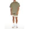 Forever 21 Men’s Colorblock Short-Sleeve Pullover(Olive)