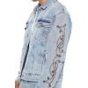 Forever 21 Men’s Embroidered Denim Trucker Jacket(Light Denim)