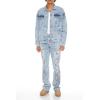 Forever 21 Men’s Embroidered Denim Trucker Jacket(Light Denim)