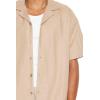 Forever 21 Men’s Textured Cuban-Collar Shirt(Taupe)