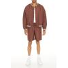 Forever 21 Men’s Textured Varsity Bomber Jacket(Chocolate)