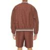 Forever 21 Men’s Textured Varsity Bomber Jacket(Chocolate)