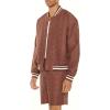 Forever 21 Men’s Textured Varsity Bomber Jacket(Chocolate)