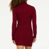 Forever 21 Women’s Cable Knit 1/4 Zip Sweater Dress(Burgundy)