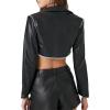 Forever 21 Womens Cropped Faux Leather Jacket(Black)