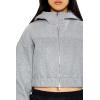 Forever 21 Women’s Cropped Funnel-Neck Zip-up Hoodie(Dark Grey)