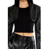 Forever 21 Womens Faux Leather Cropped Blazer(Black)