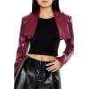 Forever 21 Womens Faux Leather Cropped Blazer(Burgundy)