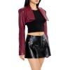 Forever 21 Womens Faux Leather Cropped Blazer(Burgundy)