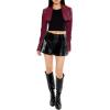 Forever 21 Womens Faux Leather Cropped Blazer(Burgundy)