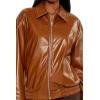 Forever 21 Women’s Faux Leather Zip-Up Bomber Jacket Root Beer X-Large