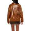 Forever 21 Women’s Faux Leather Zip-Up Bomber Jacket Root Beer X-Large