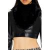Forever 21 Women’s Faux Leather & Fur Cropped Jacket(Black)
