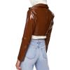 Forever 21 Womens Faux Patent Leather Cropped Blazer(Brown)