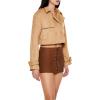 Forever 21 Women’s Faux Suede Cropped Trench Coat Mushroom X-Small