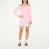 Forever 21 Women’s Off-The-Shoulder Pointelle Flare Mini Dress(Pink)