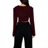 Forever 21 Women’s Plunging Hooded Cropped Blazer(Burgundy)