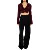 Forever 21 Women’s Plunging Hooded Cropped Blazer(Burgundy)