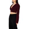 Forever 21 Women’s Plunging Hooded Cropped Blazer(Burgundy)
