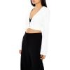 Forever 21 Women’s Plunging Hooded Cropped Blazer(White)