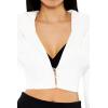 Forever 21 Women’s Plunging Hooded Cropped Blazer(White)