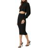 Forever 21 Women’s Turtleneck Sweater & Skirt Set(Black)