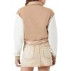 Forever 21 Women’s Varsity Letterman Bomber Jacket(Khaki)