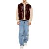 Forever 21 mens Faux Leather & Shearling Vest(Cocoa/Taupe)