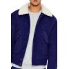 Forever 21 mens Faux Shearling Collar Jacket(Royal Blue /Cream)