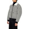 Forever 21 mens Faux Shearling-collar Striped Jacket(Black/Cream)
