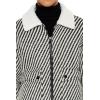 Forever 21 mens Faux Shearling-collar Striped Jacket(Black/Cream)