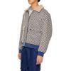 Forever 21 mens Faux Shearling-collar Striped Jacket(Blue/Taupe)